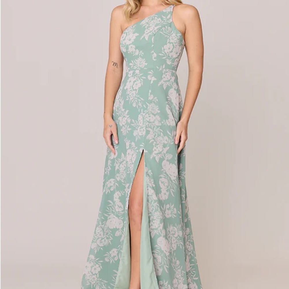 Inez Chiffon Floral Print Dress- Sage & Champagne Bouquet